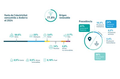 El 78% de l'electricitat consumida el 2024 va ser de fonts renovables