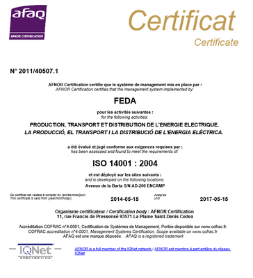 FEDA renova la certificació de la gestió mediambiental i el seguiment de les certificacions de seguretat laboral i de qualitat ambiental interior 